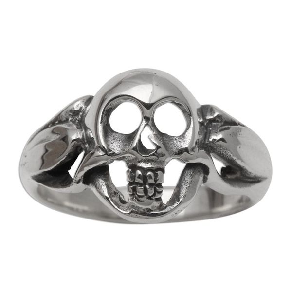 Alternate image for Mens Sterling Silver Skull Ring Crafted in Bali Gentlemans Skull