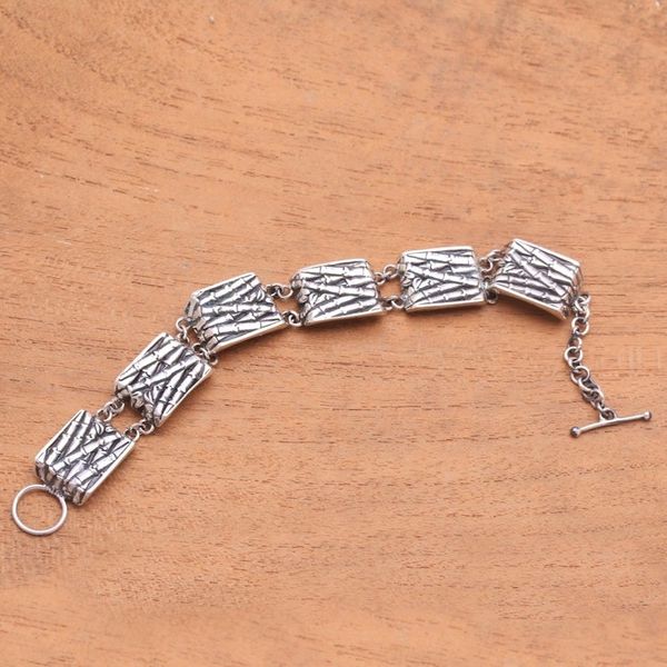 Alternate image for Bamboo Pattern Sterling Silver Link Bracelet from Bali Bamboo Palace