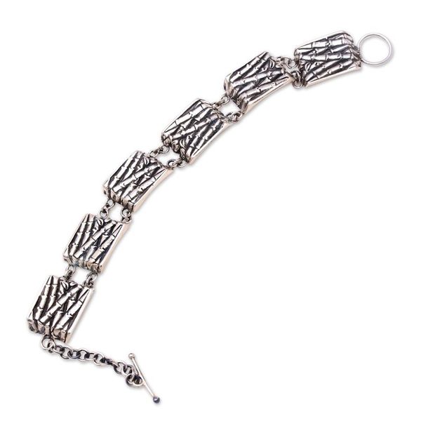 Alternate image for Bamboo Pattern Sterling Silver Link Bracelet from Bali Bamboo Palace