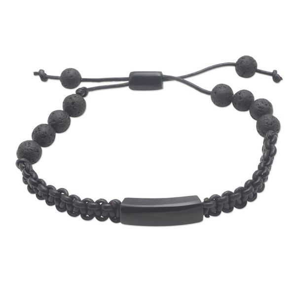 Alternate image for Hand Made Buffalo Horn and Lava Stone Beaded Bracelet Midnight Protection