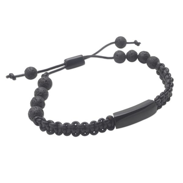 Alternate image for Hand Made Buffalo Horn and Lava Stone Beaded Bracelet Midnight Protection