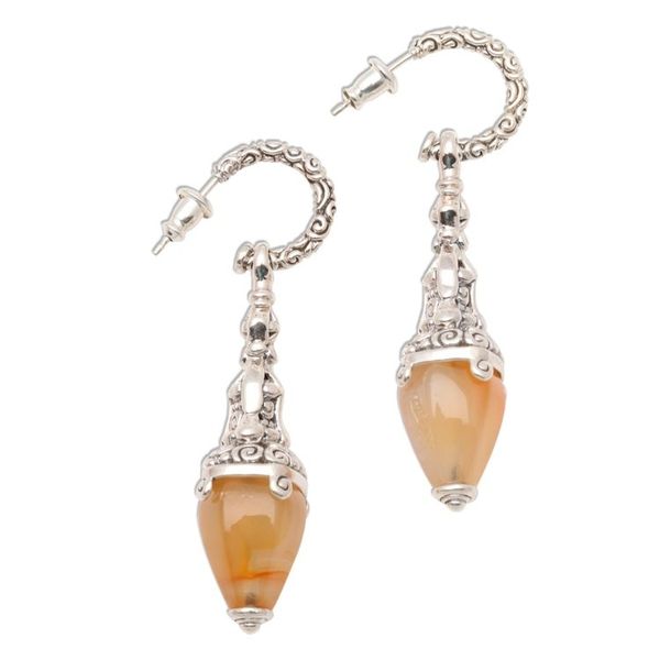 Alternate image for Sterling Silver and Carnelian Earrings Handcrafted in Bali Temple Lantern