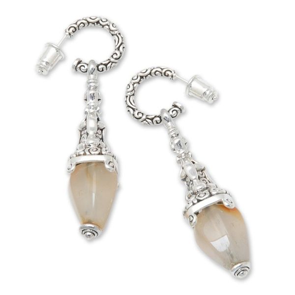 Alternate image for Sterling Silver and Carnelian Earrings Handcrafted in Bali Temple Lantern