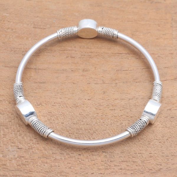 Alternate image for Oval Pattern Sterling Silver Bangle Bracelet from Bali Oval Trio