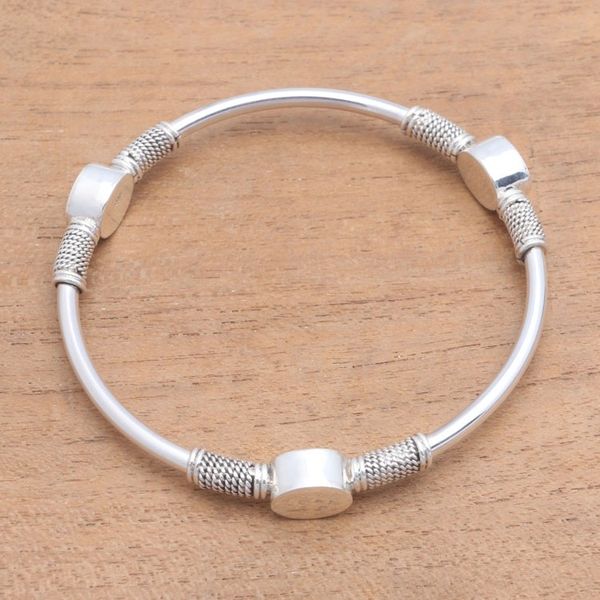 Alternate image for Oval Pattern Sterling Silver Bangle Bracelet from Bali Oval Trio
