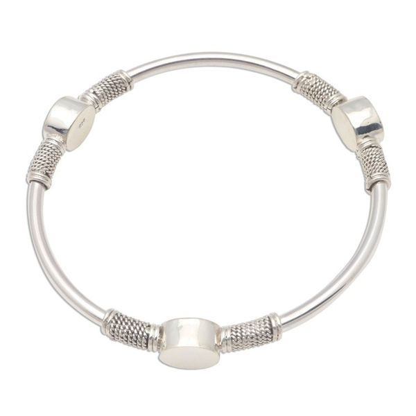 Alternate image for Oval Pattern Sterling Silver Bangle Bracelet from Bali Oval Trio