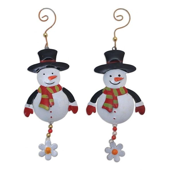 Alternate image for Handcrafted Steel Snowman Ornaments from Bali Pair Snowman Delight