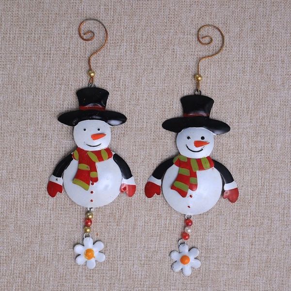 Alternate image for Handcrafted Steel Snowman Ornaments from Bali Pair Snowman Delight
