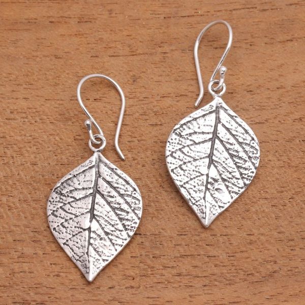 Alternate image for Handcrafted Balinese Leaf Theme Silver 925 Earrings Mangrove Leaf