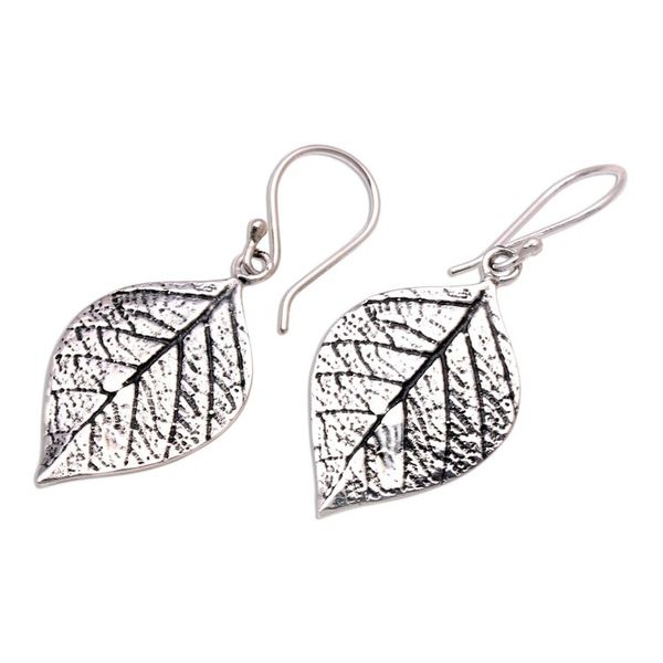 Alternate image for Handcrafted Balinese Leaf Theme Silver 925 Earrings Mangrove Leaf