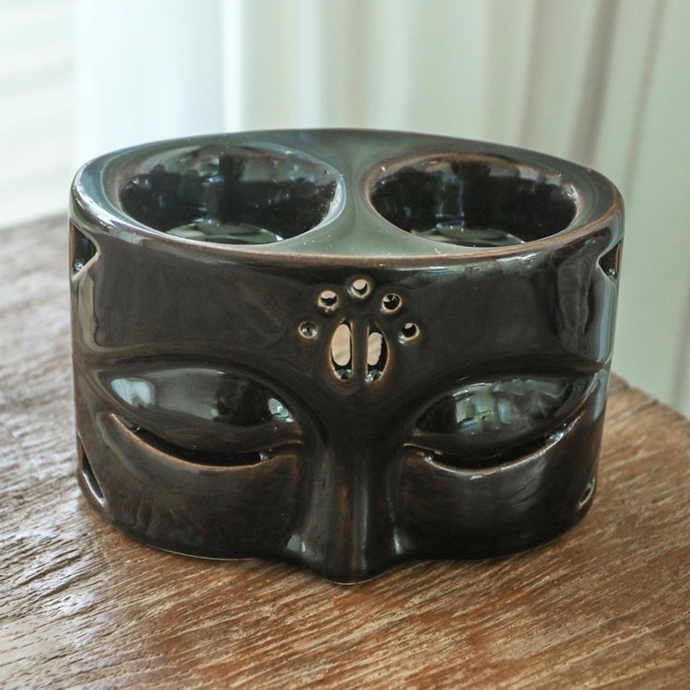 Buddha's Gaze Brown Ceramic Oil Warmer 'Buddha's Gaze'