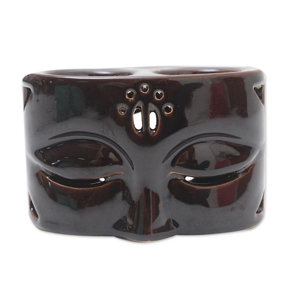 Alternate image for Buddhas Gaze Brown Ceramic Oil Warmer Buddhas Gaze