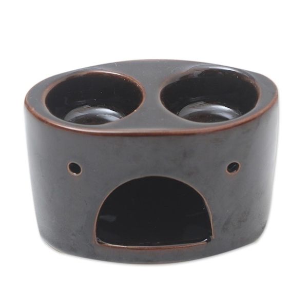 Alternate image for Buddhas Gaze Brown Ceramic Oil Warmer Buddhas Gaze