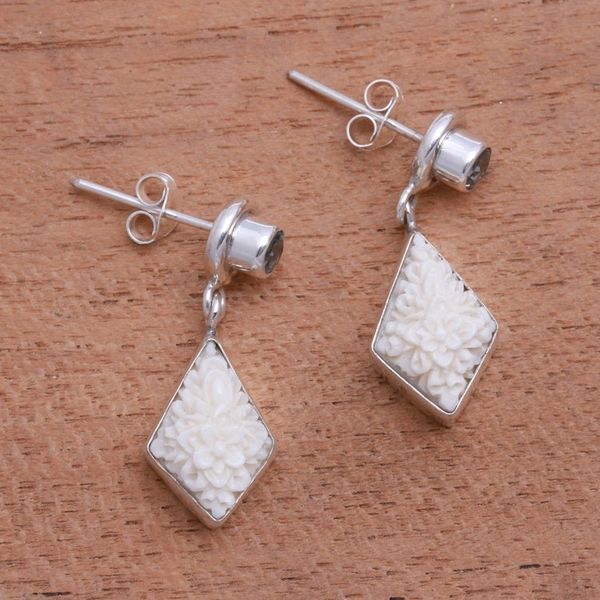 Alternate image for Floral Blue Topaz Dangle Earrings from Java Flower Kites
