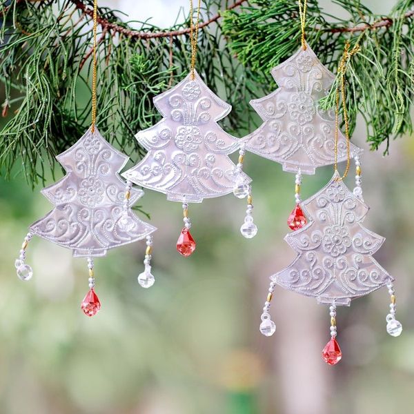 Alternate image for Aluminum Christmas Tree Ornaments from Bali Set of 4 Glistening Trees