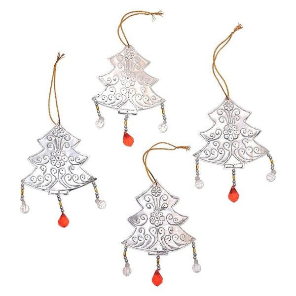 Alternate image for Aluminum Christmas Tree Ornaments from Bali Set of 4 Glistening Trees