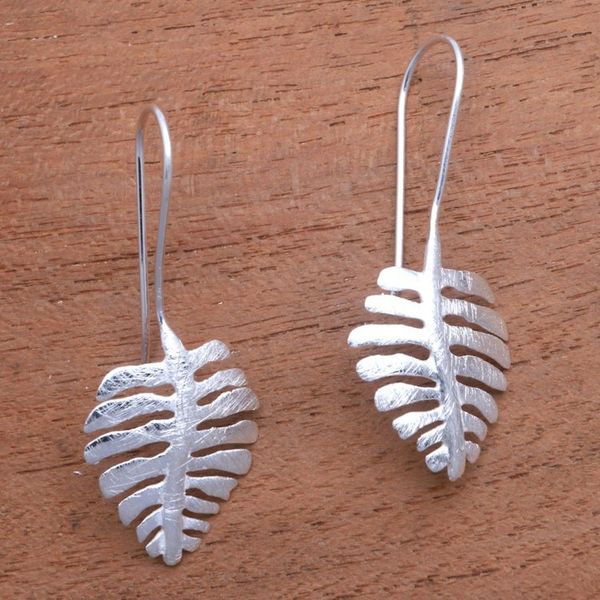 Alternate image for Sterling Silver Drop Earrings Shaped Like Monstera Leaves Monstera Beauty