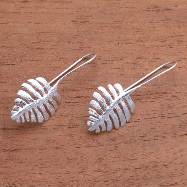 Alternate image for Sterling Silver Drop Earrings Shaped Like Monstera Leaves Monstera Beauty