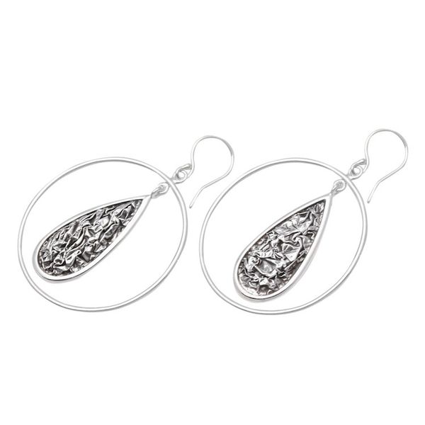Alternate image for Drop-Shaped Contoured Sterling Silver Dangle Earrings Contour Drops