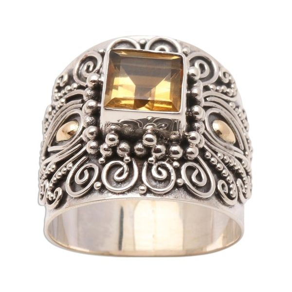 Alternate image for Bali Gold Accent Sterling Silver and Citrine Cocktail Ring Sunny Window