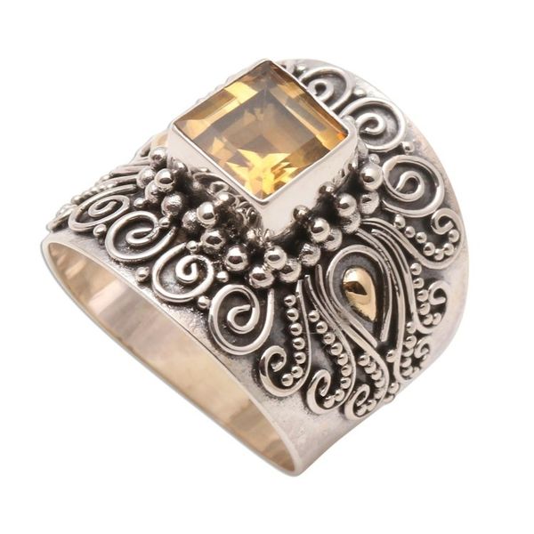 Alternate image for Bali Gold Accent Sterling Silver and Citrine Cocktail Ring Sunny Window