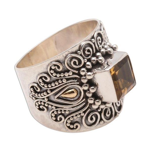 Alternate image for Bali Gold Accent Sterling Silver and Citrine Cocktail Ring Sunny Window