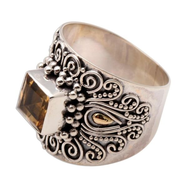 Alternate image for Bali Gold Accent Sterling Silver and Citrine Cocktail Ring Sunny Window