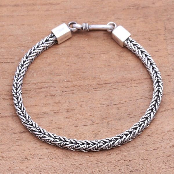 Alternate image for Sterling Silver Foxtail Chain Bracelet from Bali Foxtail Rope