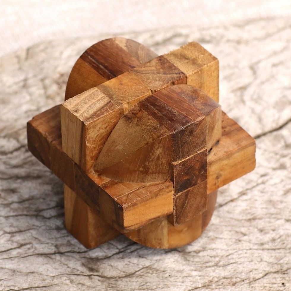 Handcrafted Teak Wood Puzzle Crafted in Java 'Mental Exercise'