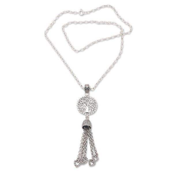 Alternate image for Tree-Themed Sterling Silver Pendant Necklace from Bali Tree Bell