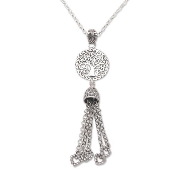 Alternate image for Tree-Themed Sterling Silver Pendant Necklace from Bali Tree Bell