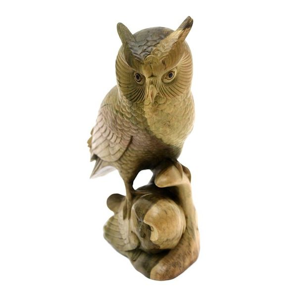 Alternate image for Hibiscus Wood Sculpture of Two Owls from Bali Owl Shelter