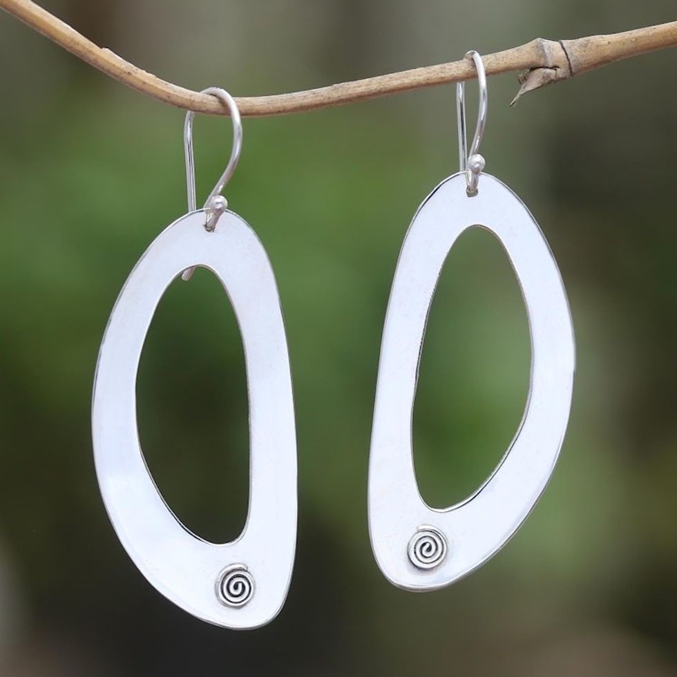 Artisan Crafted Sterling Silver Dangle Earrings 'Dynamic Forms'