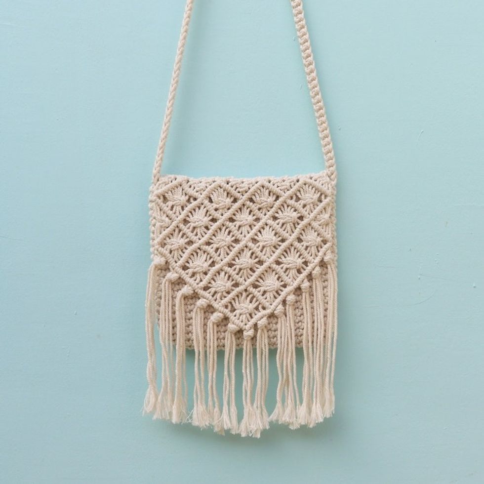 Diamond Pattern Hand-Knotted Cotton Sling from Bali 'Star Light'