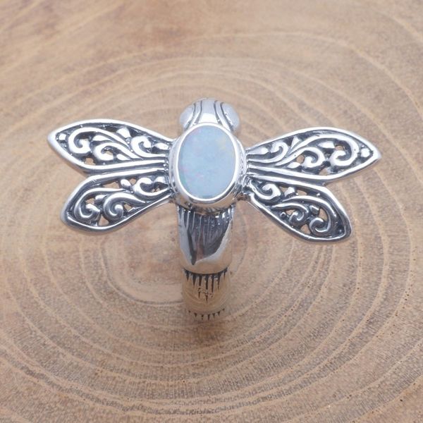 Alternate image for Opal Dragonfly Cocktail Ring Crafted in Bali Dragonfly Grace