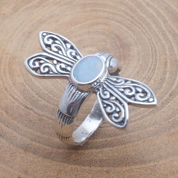 Alternate image for Opal Dragonfly Cocktail Ring Crafted in Bali Dragonfly Grace