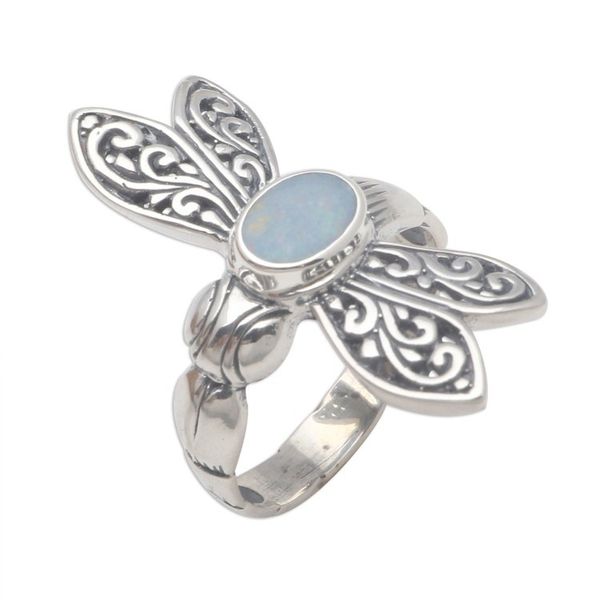 Alternate image for Opal Dragonfly Cocktail Ring Crafted in Bali Dragonfly Grace