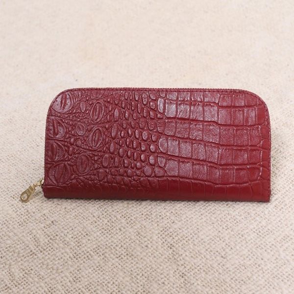 Alternate image for Red Embossed Leather Wallet from Bali Red Croc