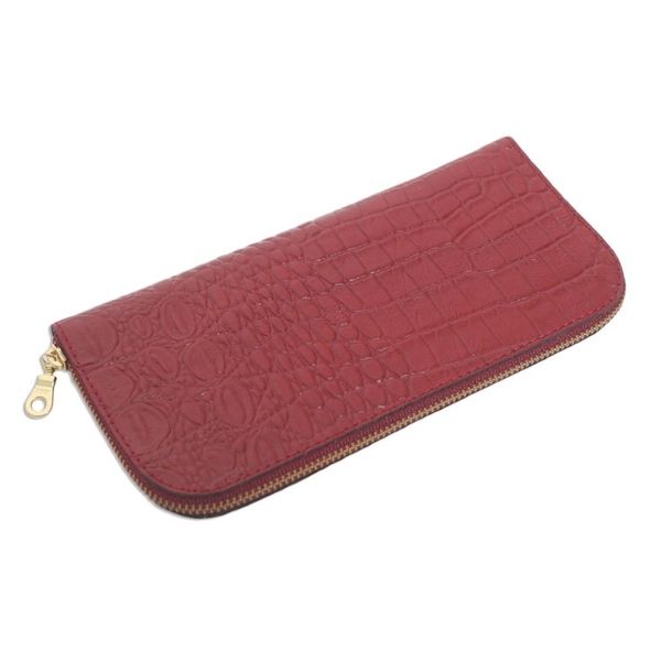 Alternate image for Red Embossed Leather Wallet from Bali Red Croc