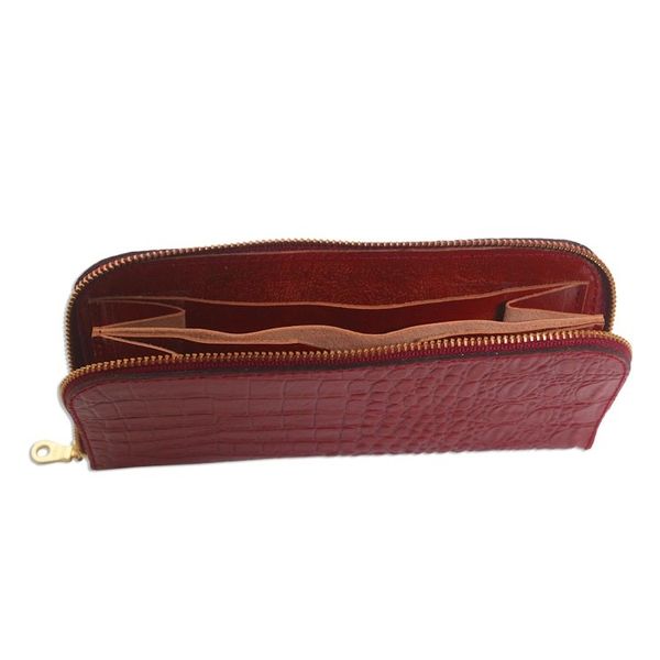 Alternate image for Red Embossed Leather Wallet from Bali Red Croc