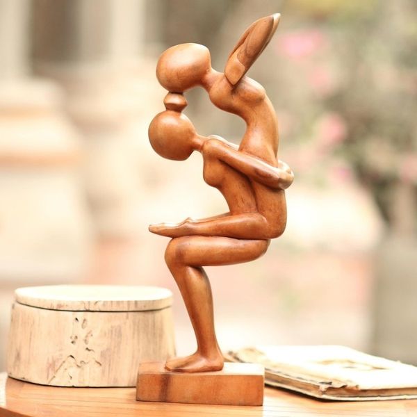 Alternate image for Yoga-Themed Suar Wood Scultpure from Bali Yoga Women