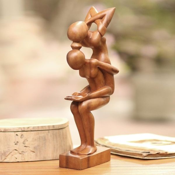 Alternate image for Yoga-Themed Suar Wood Scultpure from Bali Yoga Women