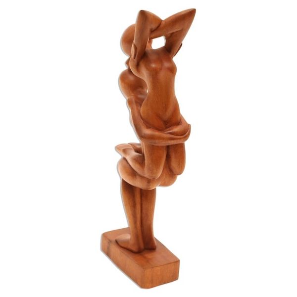 Alternate image for Yoga-Themed Suar Wood Scultpure from Bali Yoga Women