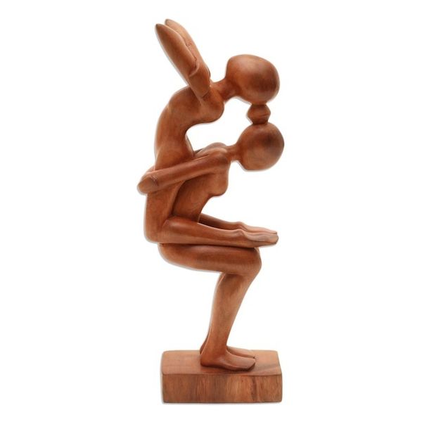 Alternate image for Yoga-Themed Suar Wood Scultpure from Bali Yoga Women