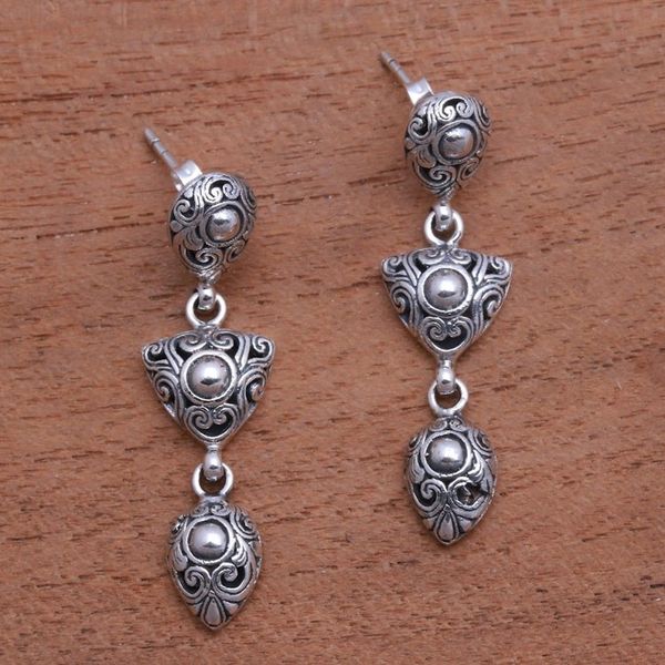 Alternate image for Swirl Pattern Sterling Silver Dangle Earrings Elegance of Swirls