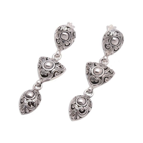 Alternate image for Swirl Pattern Sterling Silver Dangle Earrings Elegance of Swirls