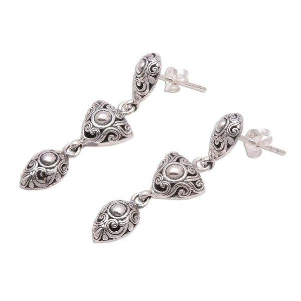 Alternate image for Swirl Pattern Sterling Silver Dangle Earrings Elegance of Swirls
