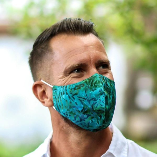 Alternate image for 2 Extra Wide Double Layer Rayon Batik Face Masks On the Island