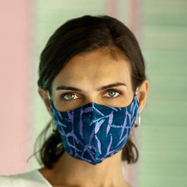Alternate image for 2 Extra Wide Double Layer Rayon Batik Face Masks On the Island