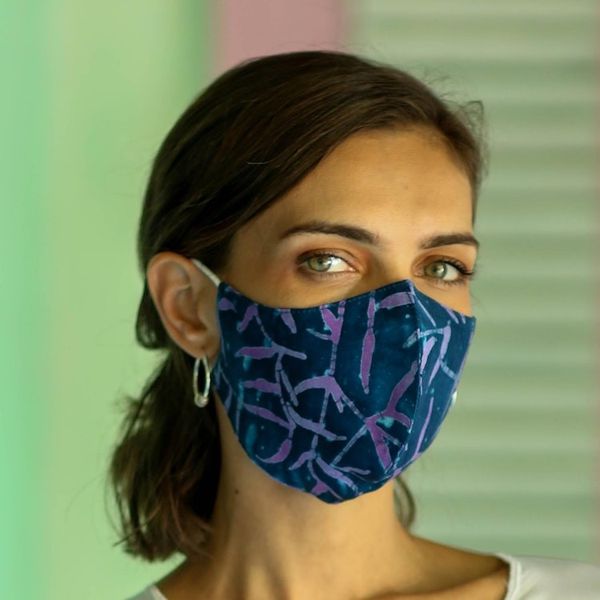 Alternate image for 2 Extra Wide Double Layer Rayon Batik Face Masks On the Island